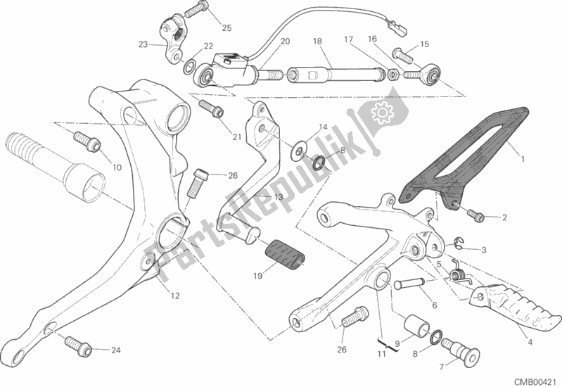 All parts for the Footrests, Left of the Ducati Superbike 1199 Panigale S ABS Senna Brasil 2014